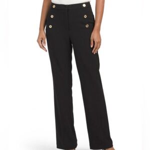 NINE WEST sailor straight legged button black pants womens pants trousers size 8